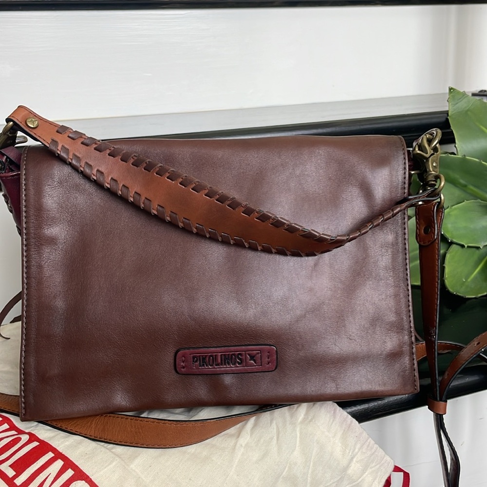 PIKOLINOS genuine leather crossbody shoulder handbag purse w/dust bag